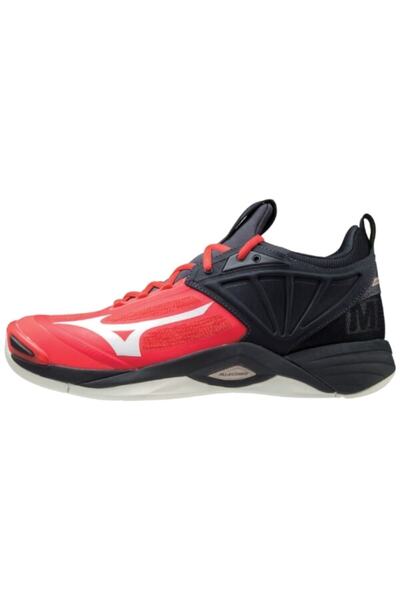 کفش والیبال یونیسکس دو رنگ قرمز مشکی مدل Wave Momentum 2 برند MIZUNO 